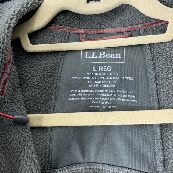 LL Bean Jacket Women Size Large Zip Front Coat Gray Storm Fleece Pro Lined Hood - Picture 9 of 9